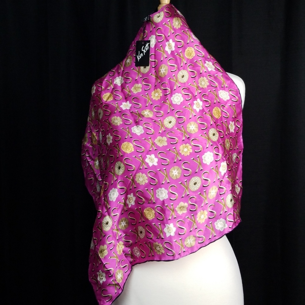 NWT vintage Ken Scott silk trademark scarf